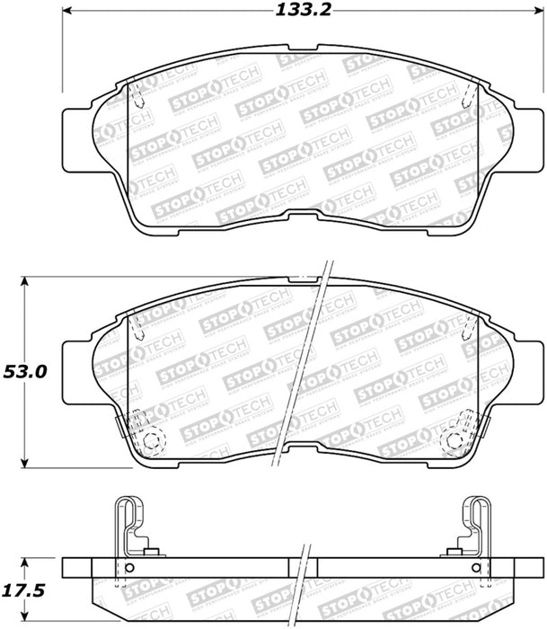 Plaquettes de frein sport StopTech avec cales et matériel - Avant