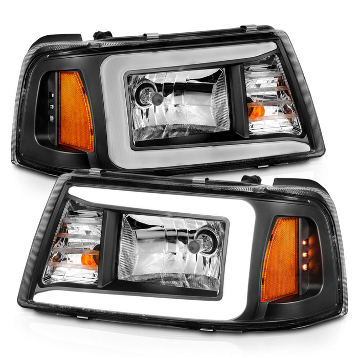 Phares en cristal ANZO 2001-2011 Ford Ranger avec barre lumineuse et boîtier noir