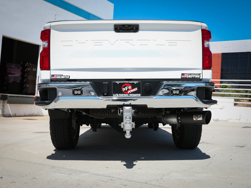 aFe Large Bore-HD 5 IN 409 SS DPF-Back Exhaust System w/Black Tip 20-21 GM Truck V8-6.6L