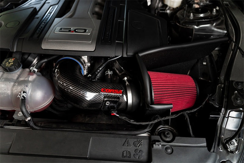 Prise d'air en fibre de carbone à élément ouvert DryTech 3D pour Ford Mustang GT 5.0L V8 Corsa 2018+ - Noir