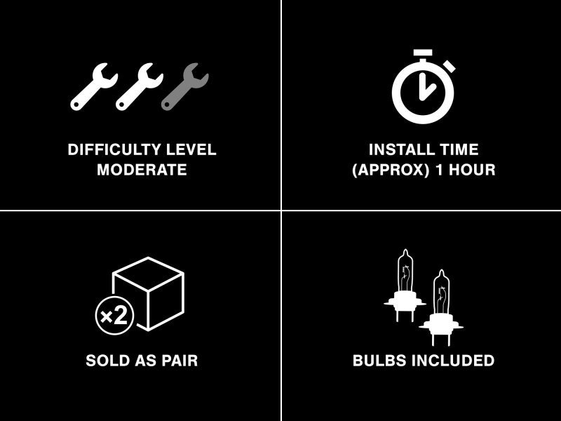 Phares avant à DEL halogènes Raxiom 05-09 Ford Mustang avec projecteurs halogènes - Hsng noir (lentilles fumées excluant GT500)