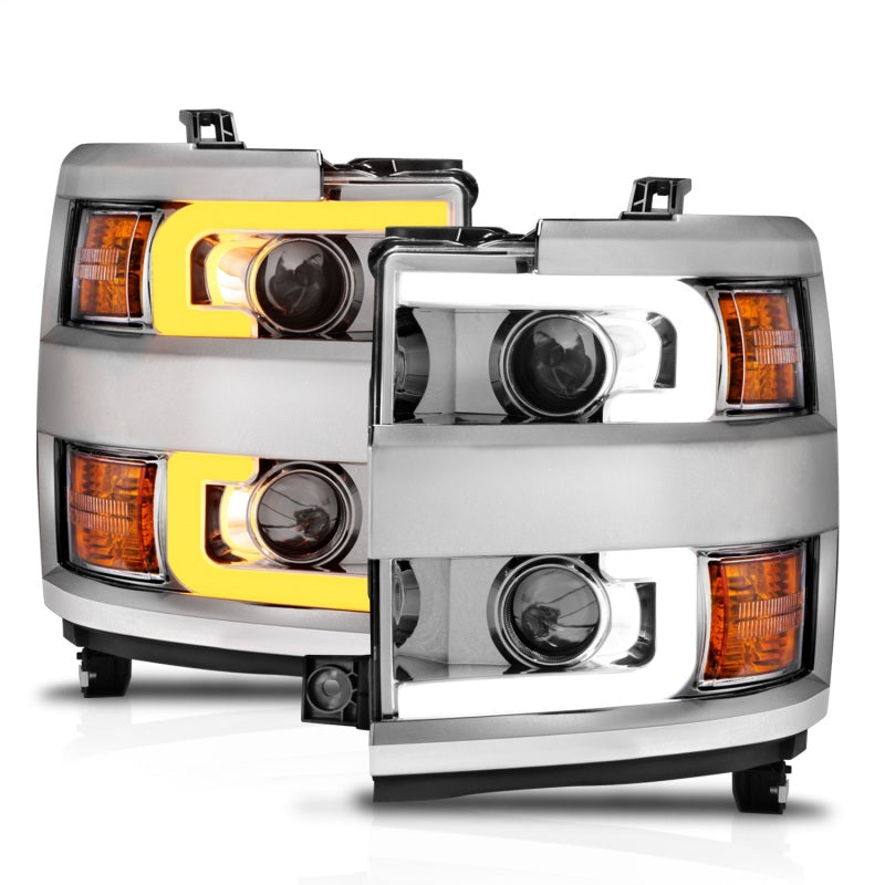 Phares de projecteur ANZO 15-17 Chevrolet Silverado 2500HD / 3500HD Chrome avec jante chromée