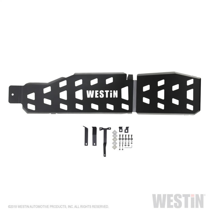 Westin 18-22 Jeep Wrangler JLU 4 portes (sauf 4xe) Plaque de protection du réservoir d'essence - Tex. Blk