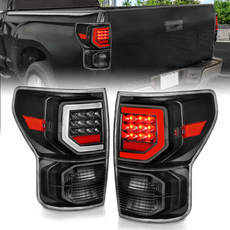 Feux arrière à LED Anzo 07-11 Toyota Tundra avec boîtier noir et lentille transparente G2 (avec barres lumineuses C)