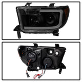 xTune Toyota Tundra 07-13 LED Light Bar Projector Headlights Black Smoked PRO-JH-TTU07-LED-BSM