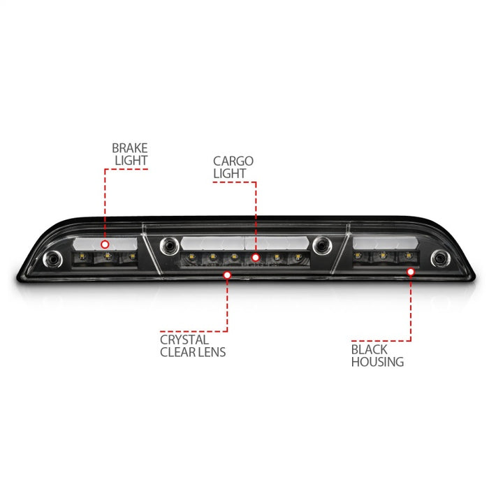 Troisième feu stop à LED ANZO 15-20 Ford F-250 - F-550 - Boîtier noir/lentille transparente