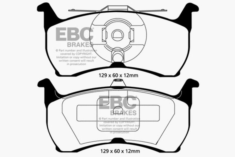 Plaquettes de frein arrière Yellowstuff EBC 93-00 Aston Martin Virage 5.3 (étrier PBR)