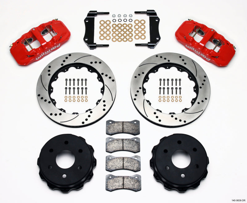 Kit de camion arrière Wilwood AERO4 14,25 pouces, perceuse rouge 1999-2010 GM 1500-SUV, étrier OE à 2 pistons