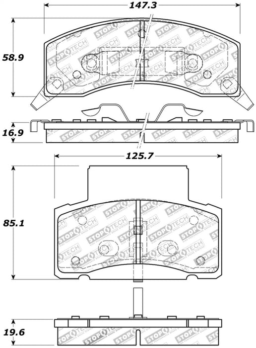 Plaquettes de frein sport StopTech avec cales et matériel