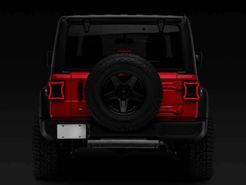 Feux arrière à LED Raxiom 18-22 Jeep Wrangler JL Axial Series Plateau - Boîtier noir (lentille fumée)