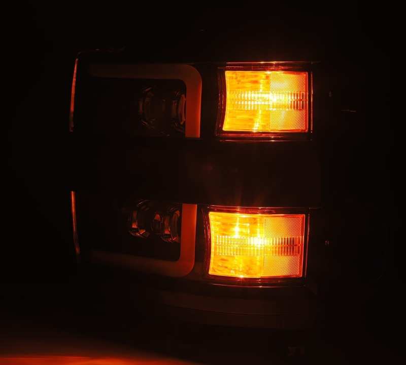 Phares à LED AlphaRex 15-18 Chevy 2500HD NOVA de style planche chromés avec éclairage actif/signal séquentiel/DRL