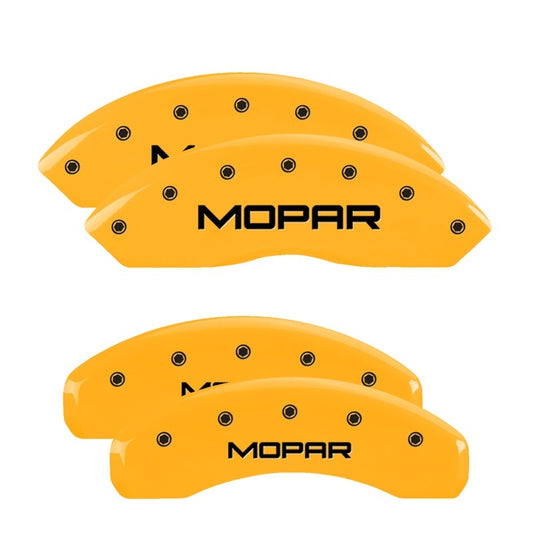 MGP 4 Caliper Covers Engraved Front & Rear Mopar Yellow Finish Black Char 2004 Jeep Wrangler