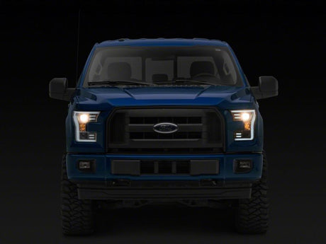 Phares de projecteur Raxiom 15-17 Ford F-150 avec accent LED - Boîtier chromé (lentille transparente)