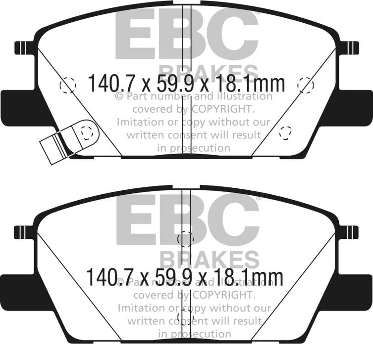 Plaquettes de frein avant EBC Ultimax2 pour Chevrolet Malibu 1,5 L Turbo (Elec PB) 2016+