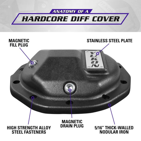 Couvercle en fonte nodulaire Yukon Hardcore pour GM arrière 8,6 pouces avec boulons de couvercle de 8 mm