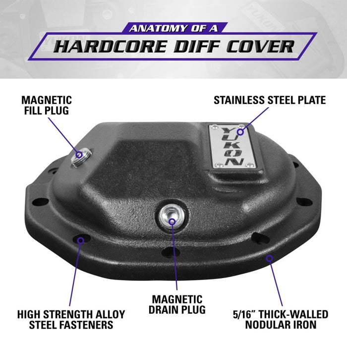 Couvercle de différentiel Yukon Gear Hardcore pour GM arrière de 8,5 pouces avec boulons de couvercle de 5/16 pouces