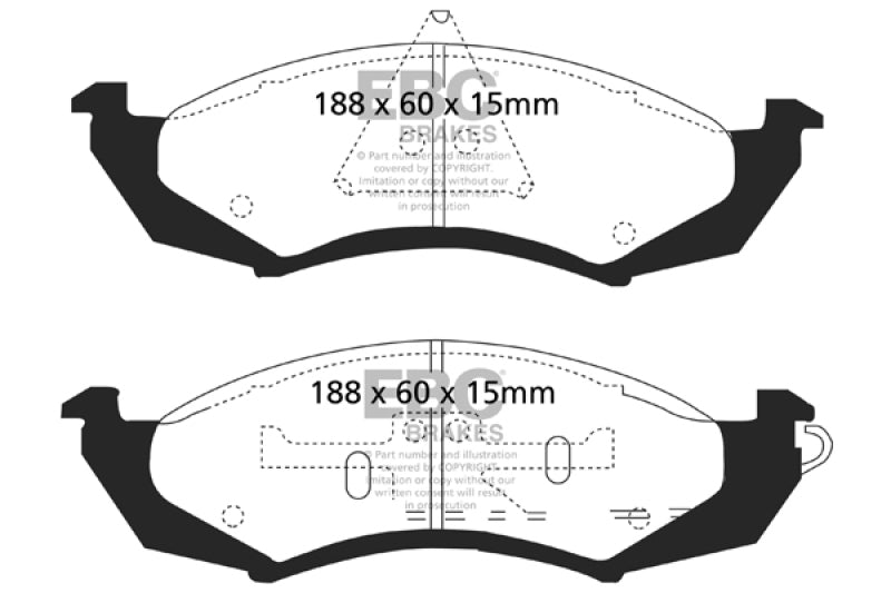 Plaquettes de frein avant EBC Redstuff pour Ford Thunderbird 3.8 89-91