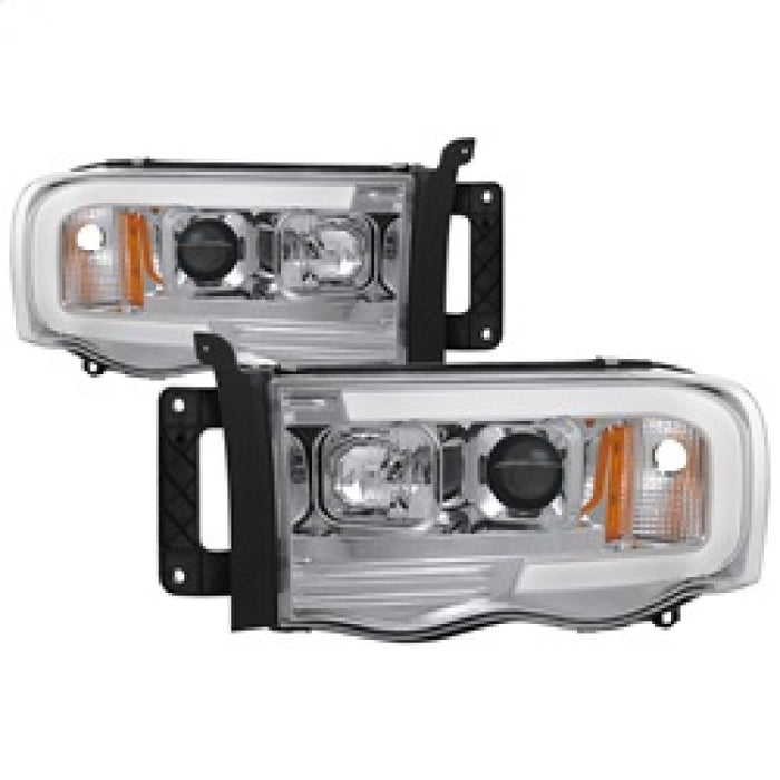 Phares de projecteur Spyder Dodge Ram 1500 02-05 V2 - Barre lumineuse DRL - Chrome PRO-YD-DR02V2-LB-C