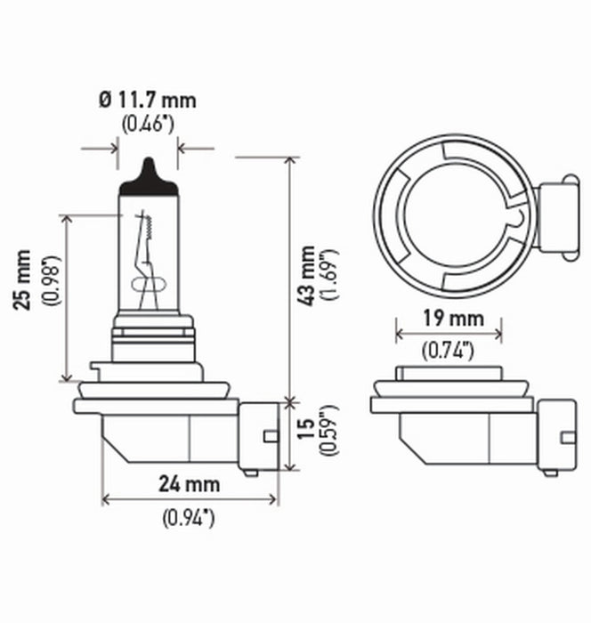 Ampoule halogène hautes performances Hella H11 12 V 55 W PGJ19-2 T4 +50 - Paire