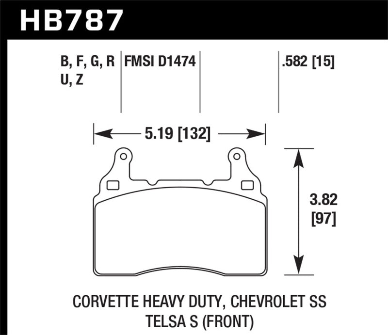 Plaquettes de frein avant Hawk 15-17 Chevy Corvette Z51 DTC-60 Race