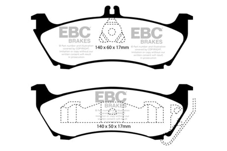 Plaquettes de frein arrière EBC 99-02 Mercedes-Benz Classe M (ML) ML320 3.2 Yellowstuff