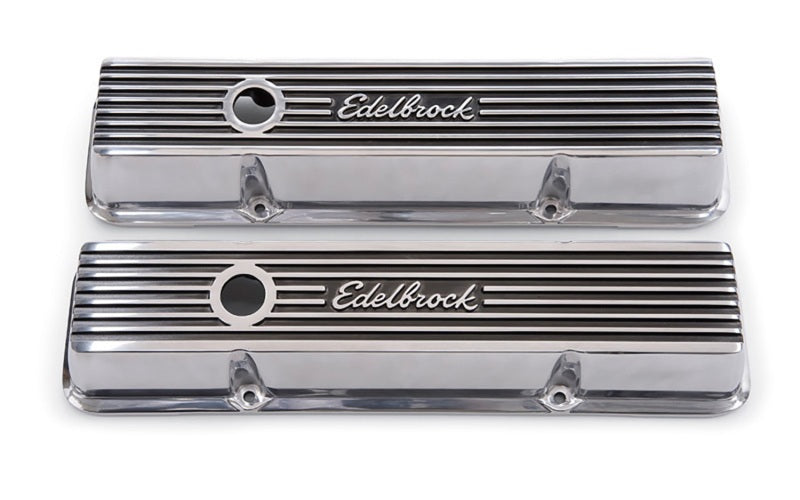 Couvercle de soupape Edelbrock Elite II Series Chevrolet 1959-1986 262-400 CI V8 poli à faible teneur