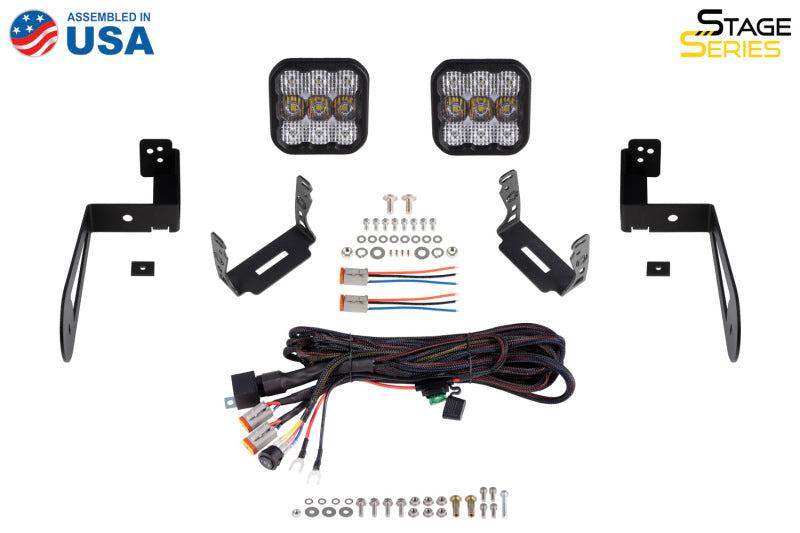 Kit d'éclairage LED pour pare-chocs Jeep JK Wrangler SS5 07-18 de Diode Dynamics - Combo Pro jaune