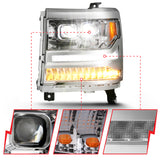 Phares de projecteur à LED ANZO 16-18 Chevrolet Silverado 1500 avec interrupteur de style planche chromé avec ambre