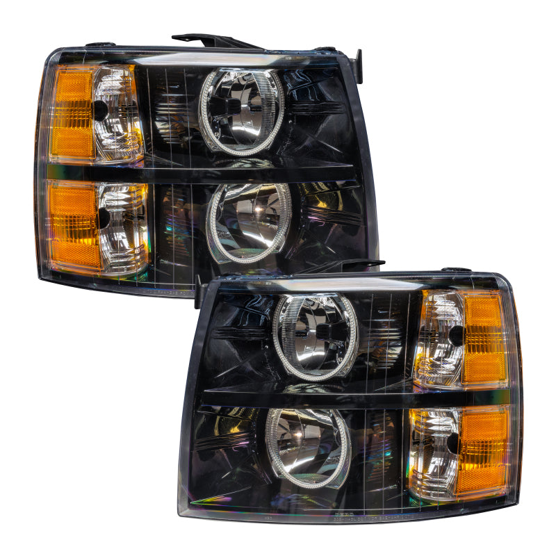 Oracle Lighting 07-13 Chevrolet Silverado Assembled Halo Headlights Round Style -Green