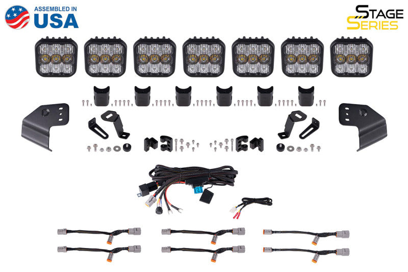 Diode Dynamics Bronco SS5 Pro CrossLink Windshield - Yellow Combo Lightbar Kit