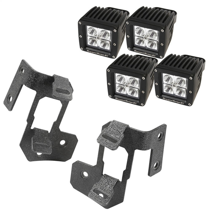 Kit de montage d'éclairage LED carré noir texturé pour montant A de Jeep Wrangler JK 07-18 Rugged Ridge