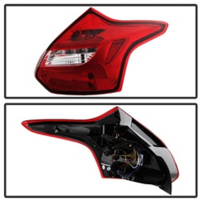 Feux arrière à LED Spyder 12-14 Ford Focus 5DR - Rouge transparent (ALT-YD-FF12-LED-RC)