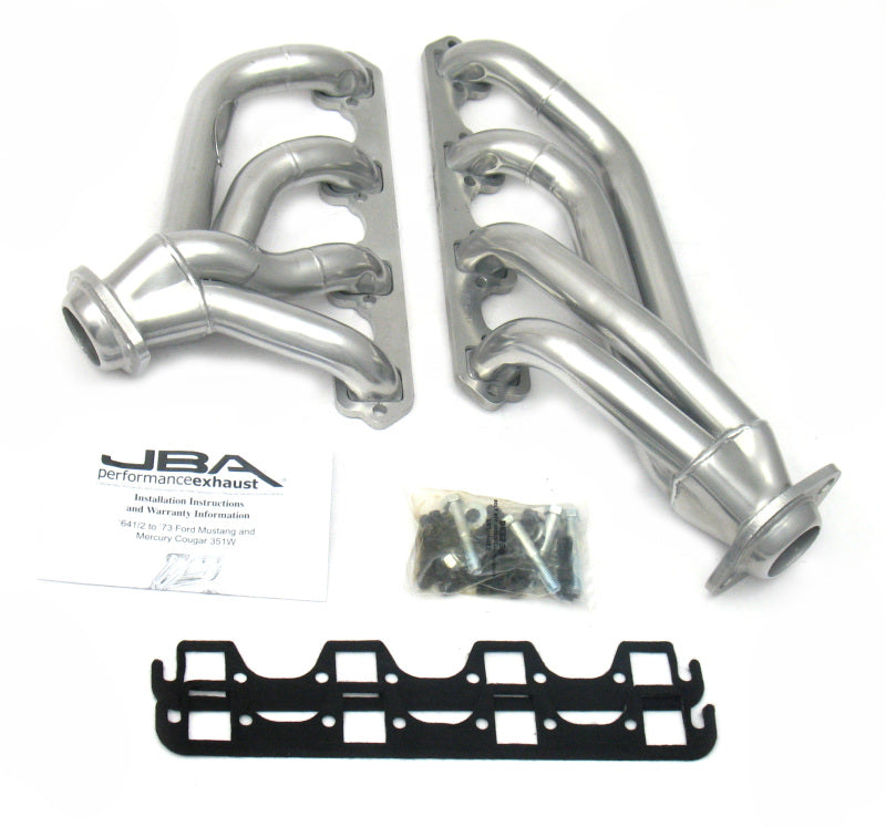 JBA 65-73 Ford Mustang 351W SBF 1-5/8in Primary Silver Ctd Mid Length Header