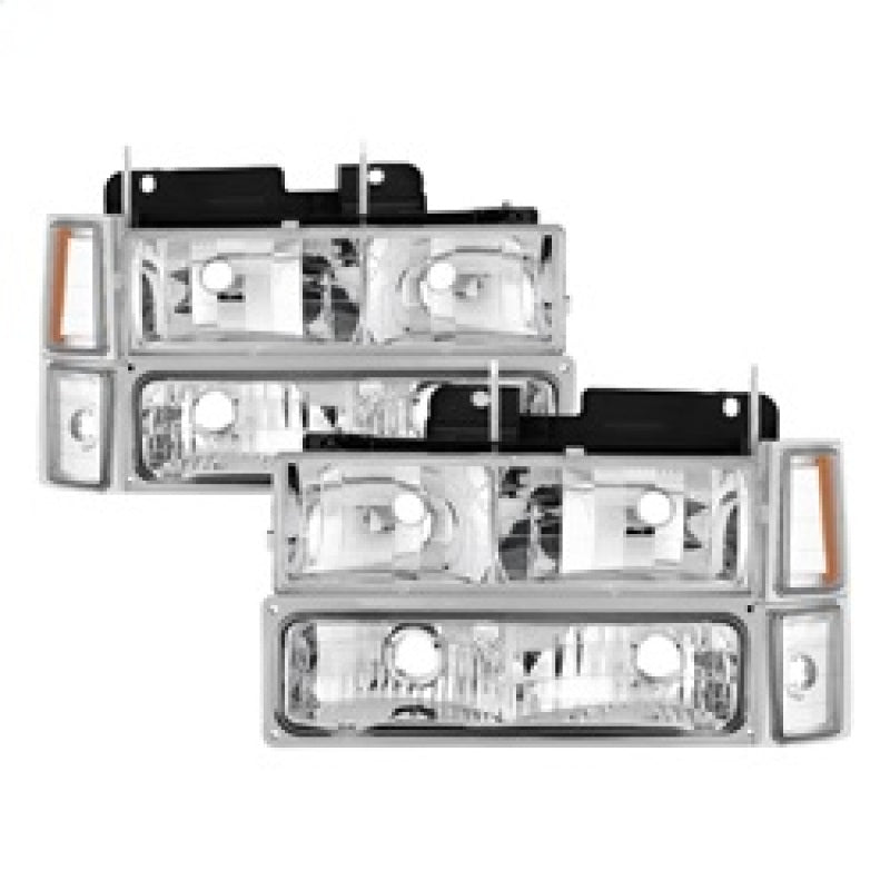 Phares Xtune Chevy Suburban 94-98 avec feux d'angle et feux de stationnement 8 pièces Chrome HD-JH-CCK88-AM-C-SET