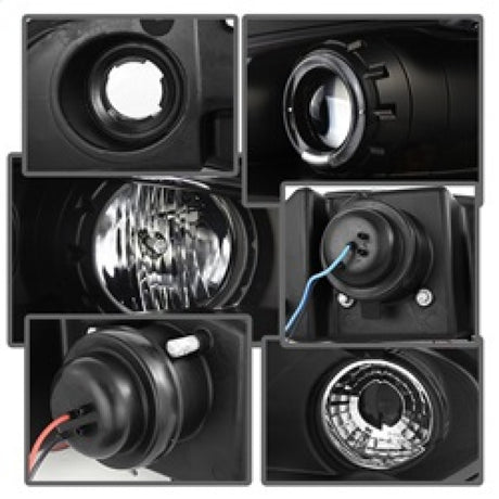 Phares de projecteur Spyder Mitsubishi Eclipse 97-99 LED Halo noir haut H1 bas H1 PRO-YD-ME97-HL-BK