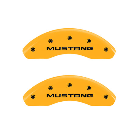 Couvre-étriers MGP 4 gravés avant Mustang arrière Pony Yellow Finish Black Char 1997 Ford Mustang