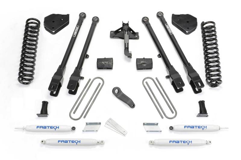 Système Fabtech 17-21 Ford F250/F350 4WD Diesel 6 pouces 4Link avec bobines et amortisseurs de performance
