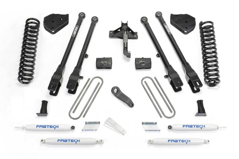 Système Fabtech 17-21 Ford F250/F350 4WD à essence 6 pouces 4Link avec bobines et amortisseurs de performance