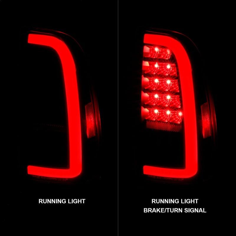 Feux arrière à LED ANZO 00-06 Toyota Tundra (lit standard/cabine standard) avec barre lumineuse, boîtier noir, lentille fumée