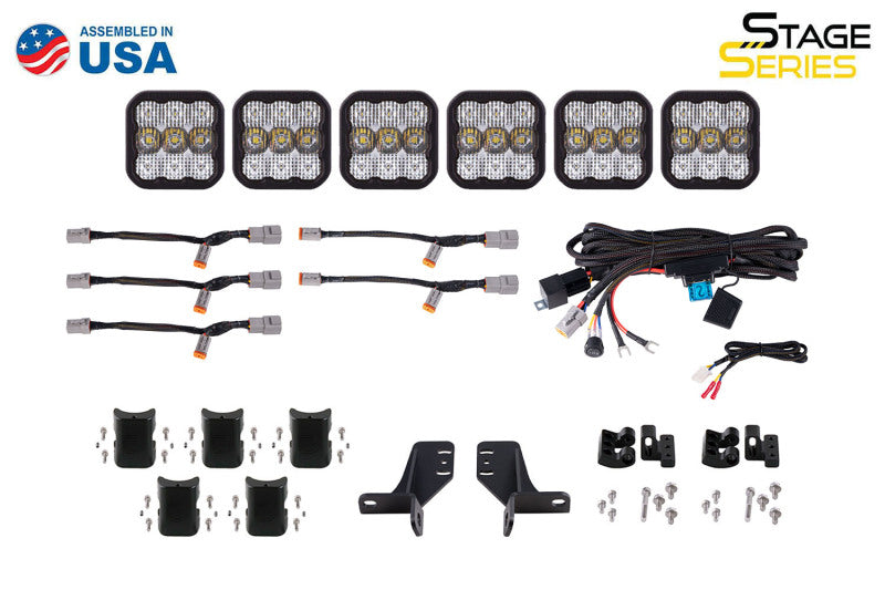 Kit de barre lumineuse de calandre à 6 modules CrossLink Bronco SS5 de Diode Dynamics Sport - Combo jaune