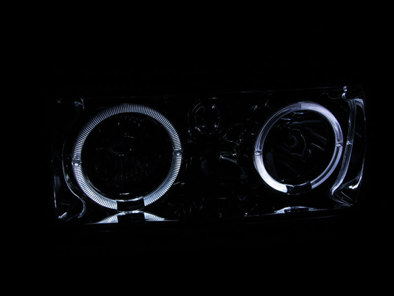 Phares en cristal ANZO 1991-1994 Toyota Land Cruiser avec halo chromé