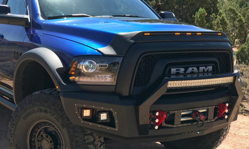 Protecteur de capot à profil bas AVS 2019 Dodge Ram 1500 Aeroskin avec lumières - Noir