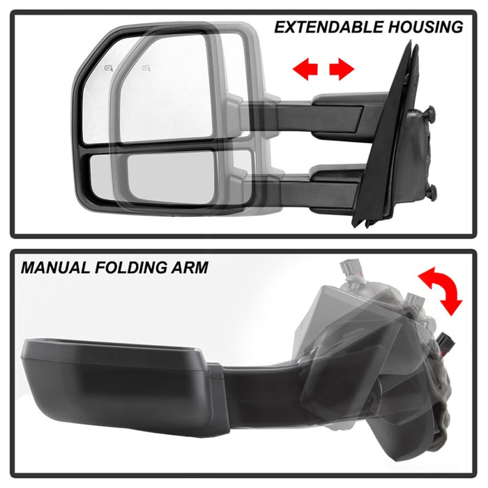 Rétroviseurs chauffants télescopiques xTune 15-17 Ford F-150 (paire) (MIR-FF15015-G4-PWH-SET)