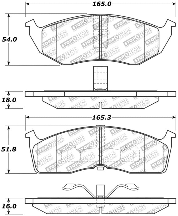 Plaquettes de frein sport StopTech avec cales et matériel - Avant