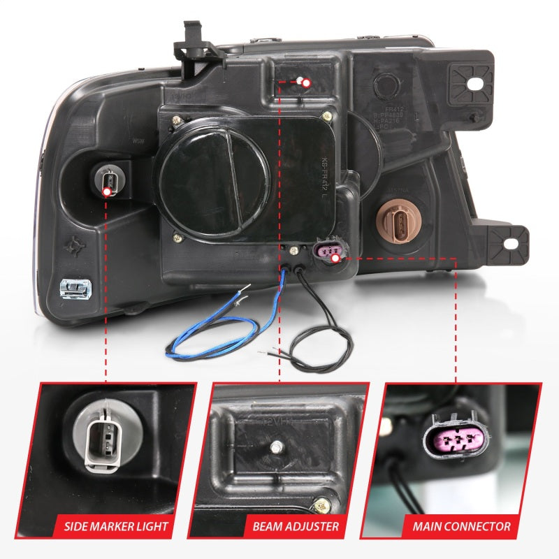 Phares de projecteur ANZO 2004-2008 Ford F-150 avec halo et LED noir G2