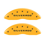 MGP 4 Caliper Covers Engraved Front & Rear Silverado Yellow Finish Blk Char 02 Chevy Avalanche 2500