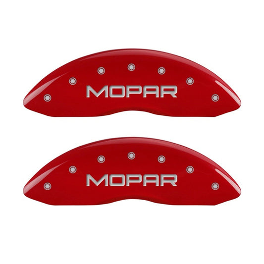 MGP Front set 2 Caliper Covers Engraved Front MOPAR Red finish silver ch