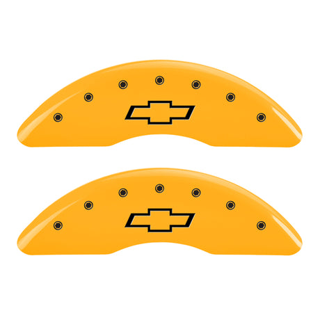 MGP 4 Caliper Covers Engraved Front & Rear Bowtie Yellow finish black ch