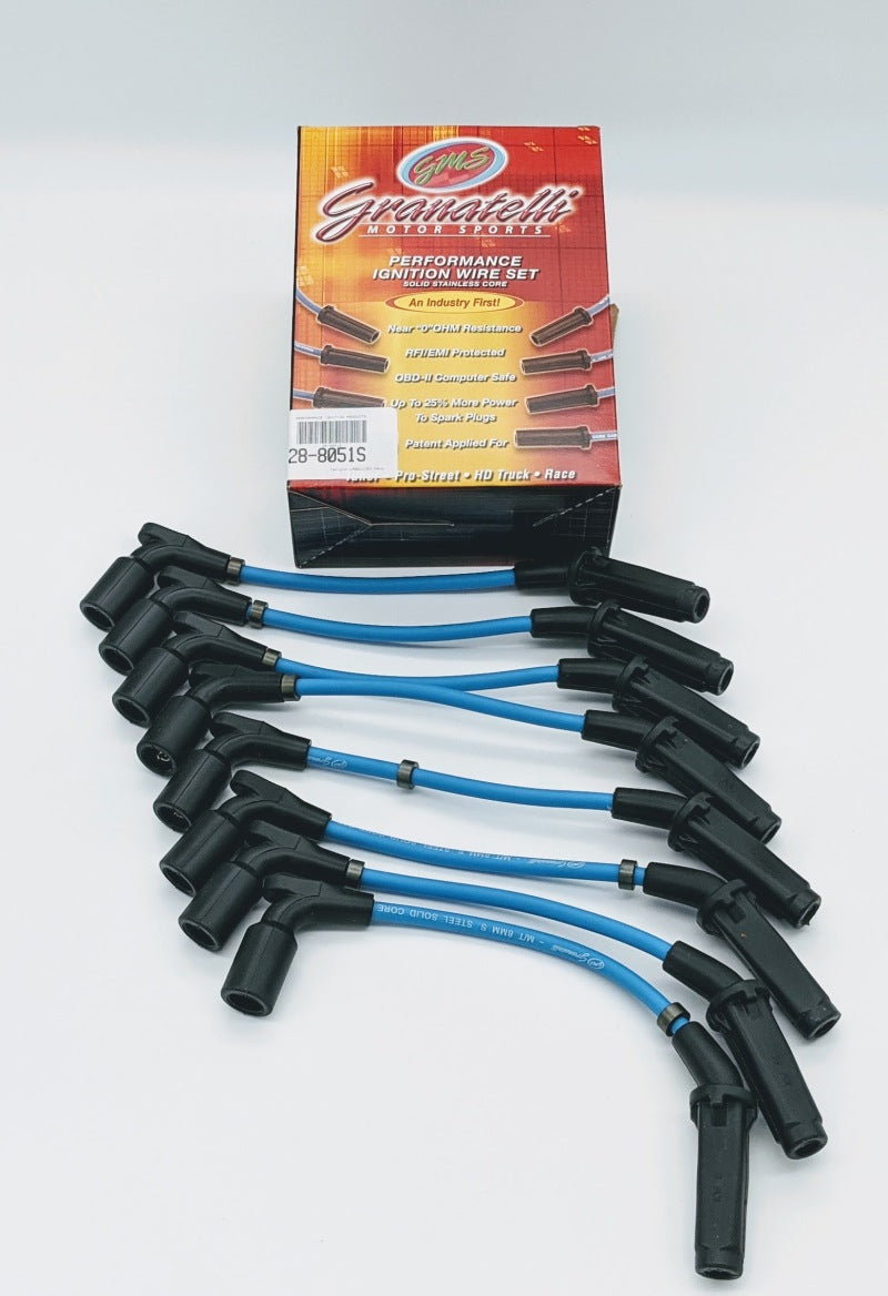 Kit de connecteur de fil d'allumage près de la bougie à bobine haute performance pour soufflet droit Granatelli 20-23 GM LT2 6,2 L - Bleu