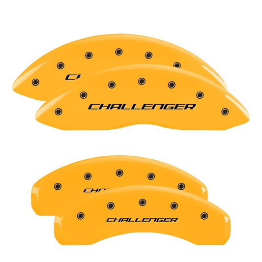 MGP 4 Caliper Covers Engraved Front & Rear Block/Challenger Yellow finish black ch